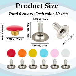 180Pcs Flat Round Baking Paint  Zinc Alloy Snap Rivet Butt Screw&nbsp;FIND-GF0009-30A