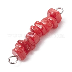 10Pcs 10 Colors Dyed Natural Freshwater Shell Nuggets Beaded Connector Charms&nbsp;PALLOY-JF04516-01