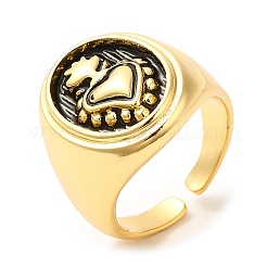 Rack Plating Brass Heart Open Cuff Ring&nbsp;KK-Q775-29AG