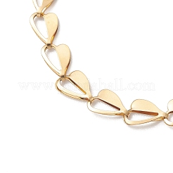 2Pcs 2 Colors 304 Stainless Steel Heart Link Chain Bracelets for Women&nbsp;BJEW-JB13368