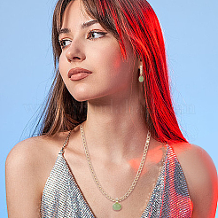 18K Real Gold Plated Natural Green Aventurine Oval Pendant Necklaces & Stud Earrings & Link Bracelet&nbsp;SJEW-AN0001-51