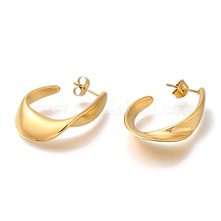 Ion Plating(IP) 304 Stainless Steel Oval Stud Earrings for Women&nbsp;X-EJEW-S227-60G