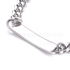 Tarnish Resistant 304 Stainless Steel Curb Chain ID Bracelets&nbsp;X-BJEW-G631-04P