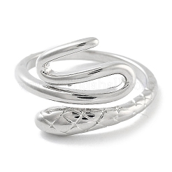Snake Rack Plating Brass Open Cuff Rings for Women&nbsp;RJEW-Z059-22P