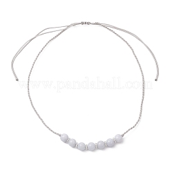 Round Natural Chalcedony Imitation Aquamarine Beaded Necklace & Bracelet & Dangle Earring Sets&nbsp;SJEW-JS01336