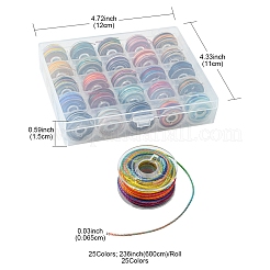25 Rolls 25 Colors Round Segment Dyed Waxed Polyester Thread String&nbsp;YC-YW0001-02C