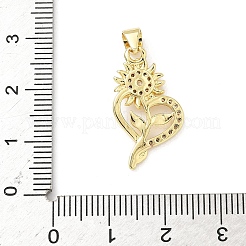 Brass Micro Pave Clear Cubic Zirconia Pendants&nbsp;KK-B141-25G
