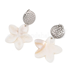 Carved Freshwater Shell Dangle Earrings&nbsp;EJEW-JE07398