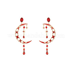 Moon Alloy Rhinestone Dangle Stud Earrings&nbsp;FS-WG6E315-01
