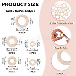 150Pcs 5 Styles Wood Linking Rings&nbsp;WOOD-TA0002-85