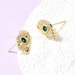 Eyes Brass Micro Pave Cubic Zirconia Stud Earrings&nbsp;EJEW-C186-20G-03