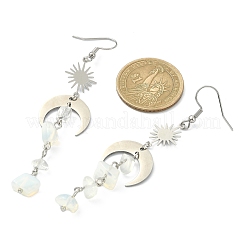 Opalite Chips Tassel Dangle Earrings&nbsp;EJEW-TA00260-01