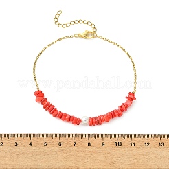 Natural Dyed Freshwater Shell Nuggets Beaded 304 Stainless Steel Cable Chain Anklets for Women&nbsp;AJEW-AN00827-01