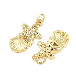 Brass Micro Pave Cubic Zirconia Pendants&nbsp;KK-D005-06C-G