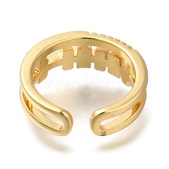 Rack Plating Brass Micro Pave Cubic Zirconia Open Cuff Rings for Women&nbsp;RJEW-S244-03G-A