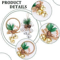 2Pcs 2 Styles Christmas Bell Pendant Decorations&nbsp;HJEW-GF0001-34