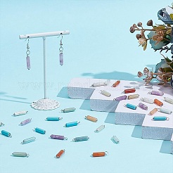 10Pcs 5 Styles Natural Lepidolite & New Jade & Flower Amazonite & Red Aventurine&nbsp;PALLOY-AR00012