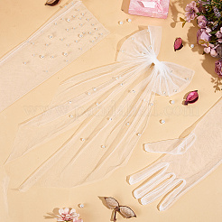 Cloth Bride Long Mesh Gloves & Acetate Hair Barrettes Kits&nbsp;AJEW-DR0002-62