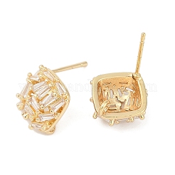 Brass Micro Pave Cubic Zirconia Stud Earring Findings&nbsp;LS-KK-Z094-11G
