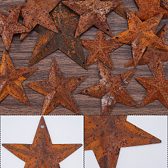 50Pcs 5 Styles Rust Iron Bell with Star Pendants&nbsp;IFIN-CN0001-02