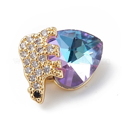 Real 18K Gold Plated Rack Plating Brass Micro Pave Clear Cubic Zirconia Pendants&nbsp;KK-C015-06G-03