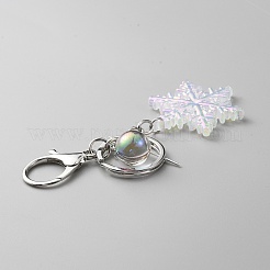 Laser Snowflake Resin Pendant Keychain&nbsp;KEYC-WH0021-45P-04
