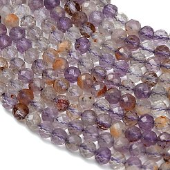 Natural Purple Phantom Quartz Purple Lodolite Quartz Beads Strands&nbsp;G-C262-A01-4mm