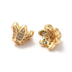 Plating Brass Micro Pave Cubic Zirconia Bead Caps&nbsp;KK-B074-70G