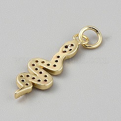 Snake Brass Micro Pave Cubic Zirconia Pendants&nbsp;KK-CJC0026-01G