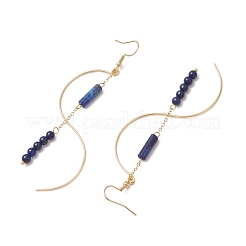 Column Natural Lapis Lazuli Dangle Earrings&nbsp;EJEW-JE06335-02