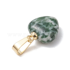 Natural Indian Agate & Tiger Eye & Green Spot Jasper & Crazy Agate Heart Charms&nbsp;PALLOY-JF05058