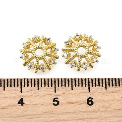 Flower Brass Micro Pave Cubic Zirconia Bead Caps&nbsp;KK-K300-04C-G