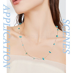3m Natural Synthetic Turquoise Chips & ABS Plastic Imitation Pearl Beaded Chains Necklace Making Kits&nbsp;CHC-TA0001-30C