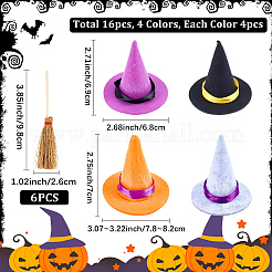16Pcs Mini Polyester Witch Hats&nbsp;AJEW-CP0009-34