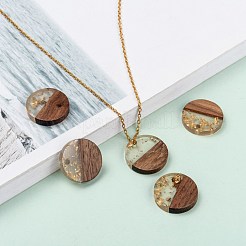 Transparent Resin & Walnut Wood Pendants&nbsp;X-RESI-S358-02C-B02