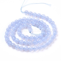 Grade AA Natural Blue Chalcedony Beads Strands&nbsp;G-F222-30-6mm-1