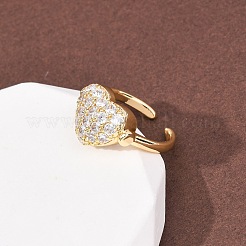 Brass Micro Pave Cubic Zirconia Cuff Open Rings&nbsp;RJEW-C153-02G