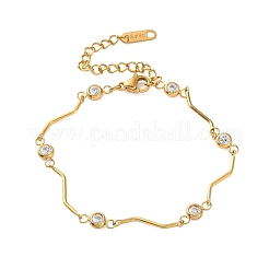 304 Stainless Steel Cubic Zirconia Link Bracelets&nbsp;SA-CBA8C9C-04B-G