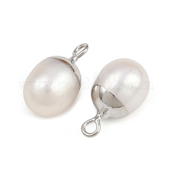 Natural Pearl Round Charms&nbsp;KK-D423-09P