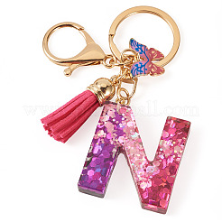 Alloy Resin Butterfly Keychains&nbsp;KEYC-TADJ0002-02G-N