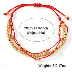 Adjustable Brass Round Beads Multi-starnd Bracelets&nbsp;XW4169-2
