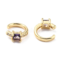 Brass Micro Pave Cubic Zirconia Cuff Earrings&nbsp;LS-EJEW-K086-02G-02