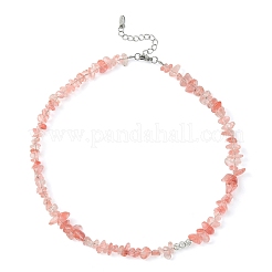 Natural Mixed Gemstone Chips Beaded with Stainless steel Necklace&nbsp;NJEW-JN04422