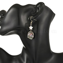 Natural Freshwater Shell & Paua Shell 304 Stainless Steel Dangle Earrings for Women&nbsp;EJEW-JE07503