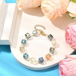 Electroplate Glass Beaded Stretch Bracelets for Women&nbsp;BJEW-JB11213-03