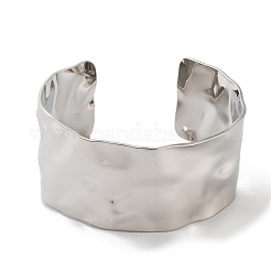Non-Tarnish 304 Stainless Steel Textured Wide Open Cuff Bangles for Women&nbsp;BJEW-Z067-01P-02