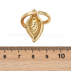 Brass Micro Pave Cubic Zirconia Cuff Rings for Women&nbsp;RJEW-L132-03G-01