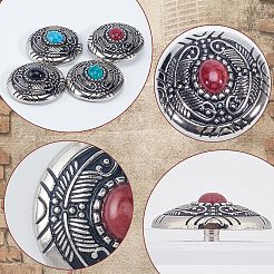 12Pcs 4 Colors 1-Hole Alloy & Cat eye Turquoise Decorative Rivets&nbsp;FIND-GF0004-52