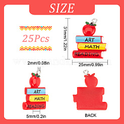 25Pcs Opaque Resin Pendants for Teachers' Day&nbsp;RESI-SC0002-42