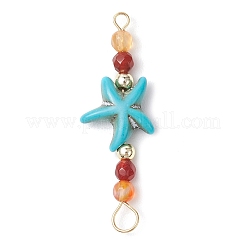 4Pcs 4 Colors Summer Beach Dyed Synthetic Turquoise Connector Charms&nbsp;PALLOY-JF03746-02